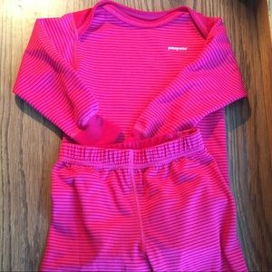 Baby girls Patagonia base layer onesie and pants